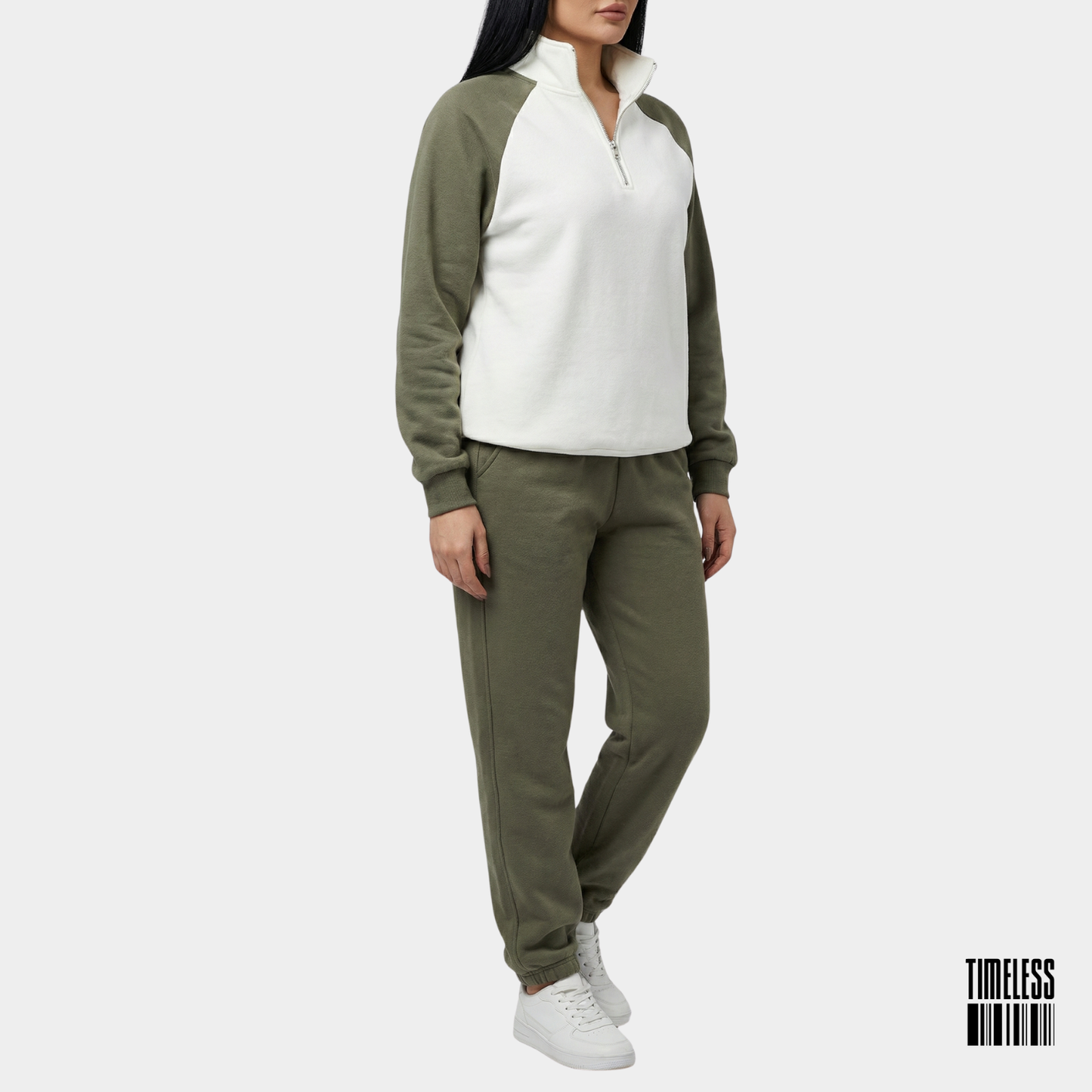 Unisex Polar Fleece Tracksuit Olive & White