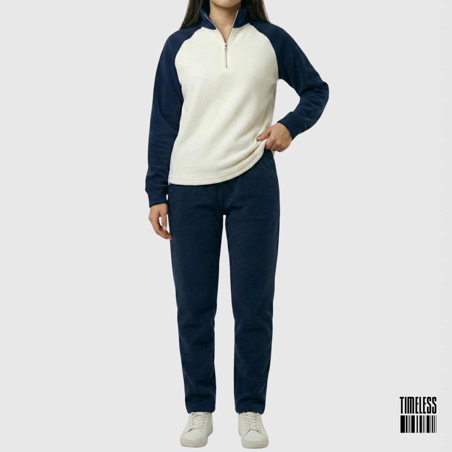 Unisex Polar Fleece Tracksuit NavyBlue & White