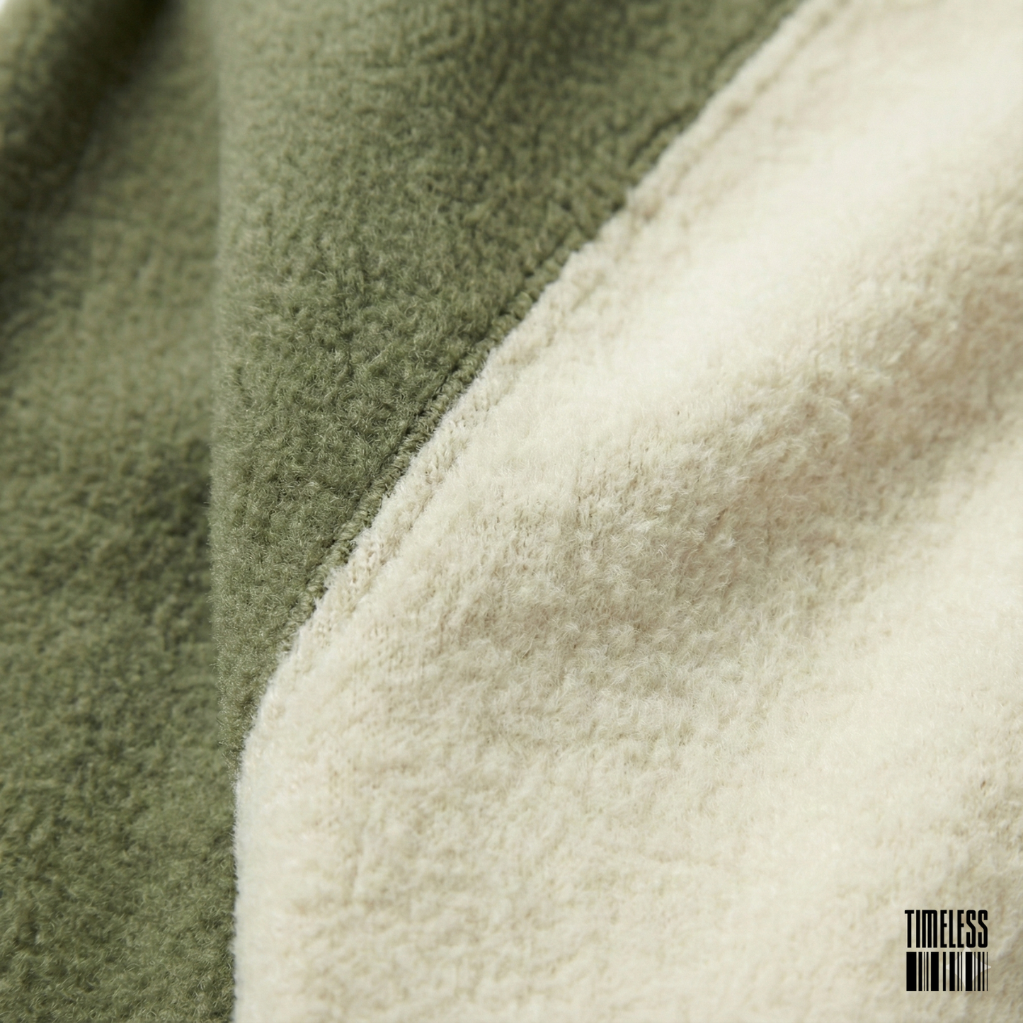 Raglan Sleeve Quarter Zip Pullover Sweatshirt Cream And Olive Green