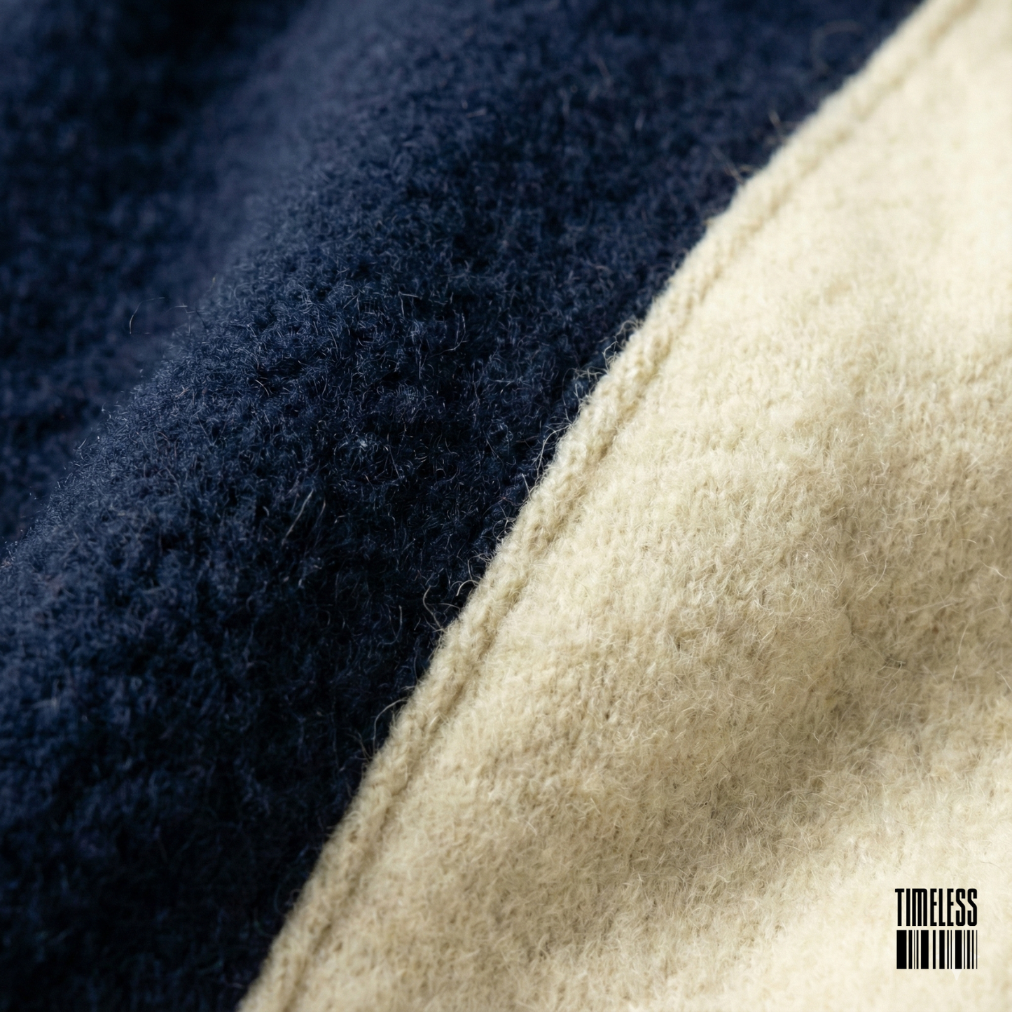 Raglan Sleeve Quarter Zip Pullover Sweatshirt Cream And Navy Blue