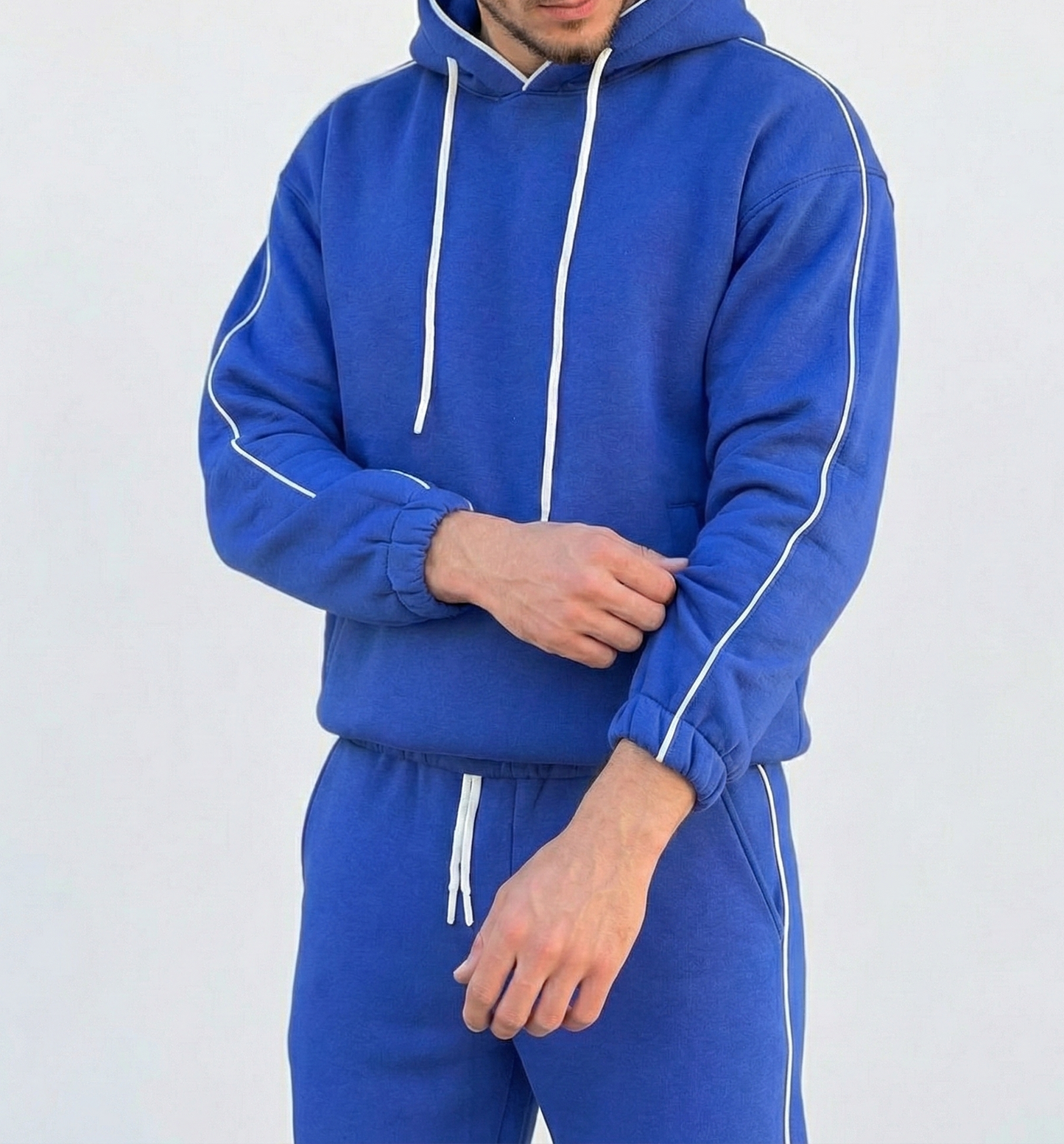 Men's Royal Blue Contrast Piping Tracksuit