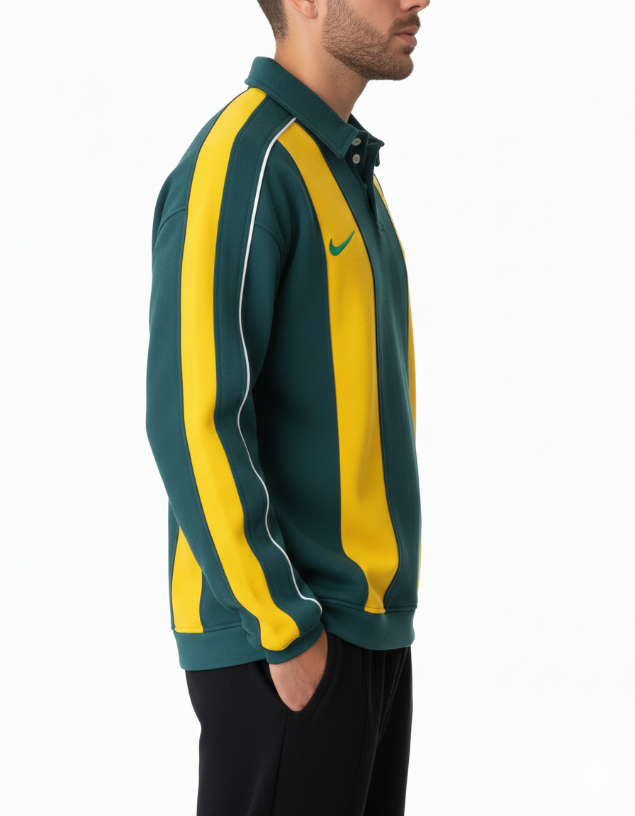 Brazil Retro Stripe Polo Sweatshirt