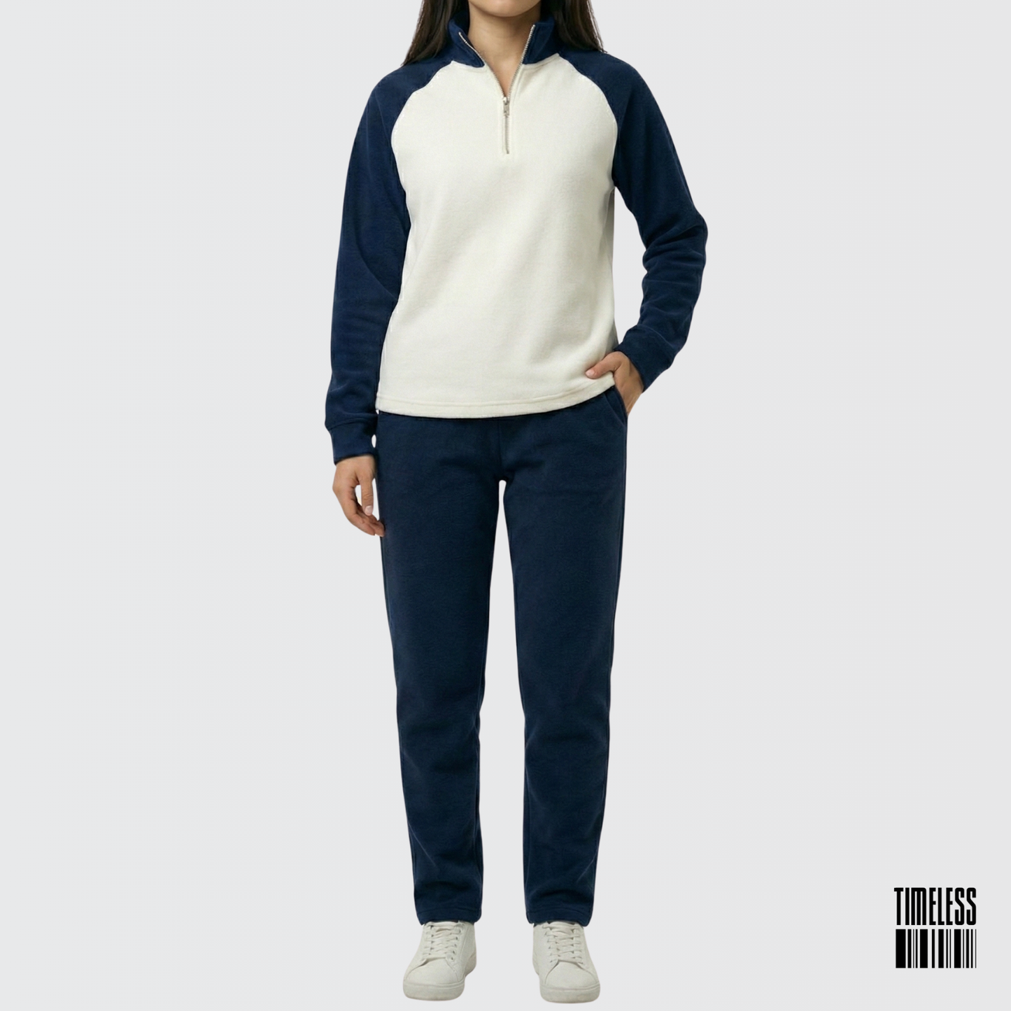 Unisex Polar Fleece Tracksuit NavyBlue & White