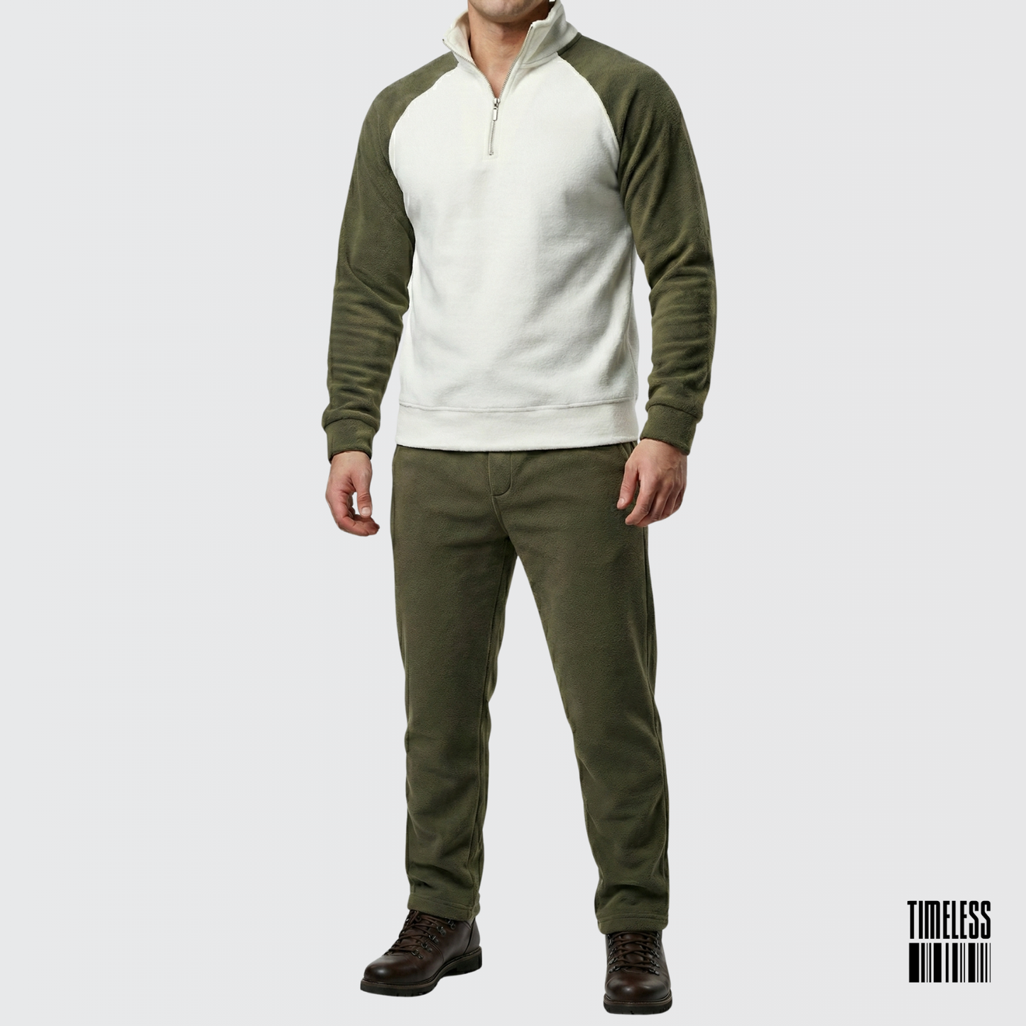 Unisex Polar Fleece Tracksuit Olive & White