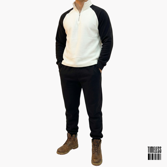 Unisex Polar Fleece Tracksuit Black & White