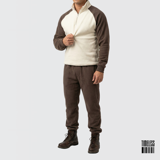 Unisex Polar Fleece Tracksuit Brown & White