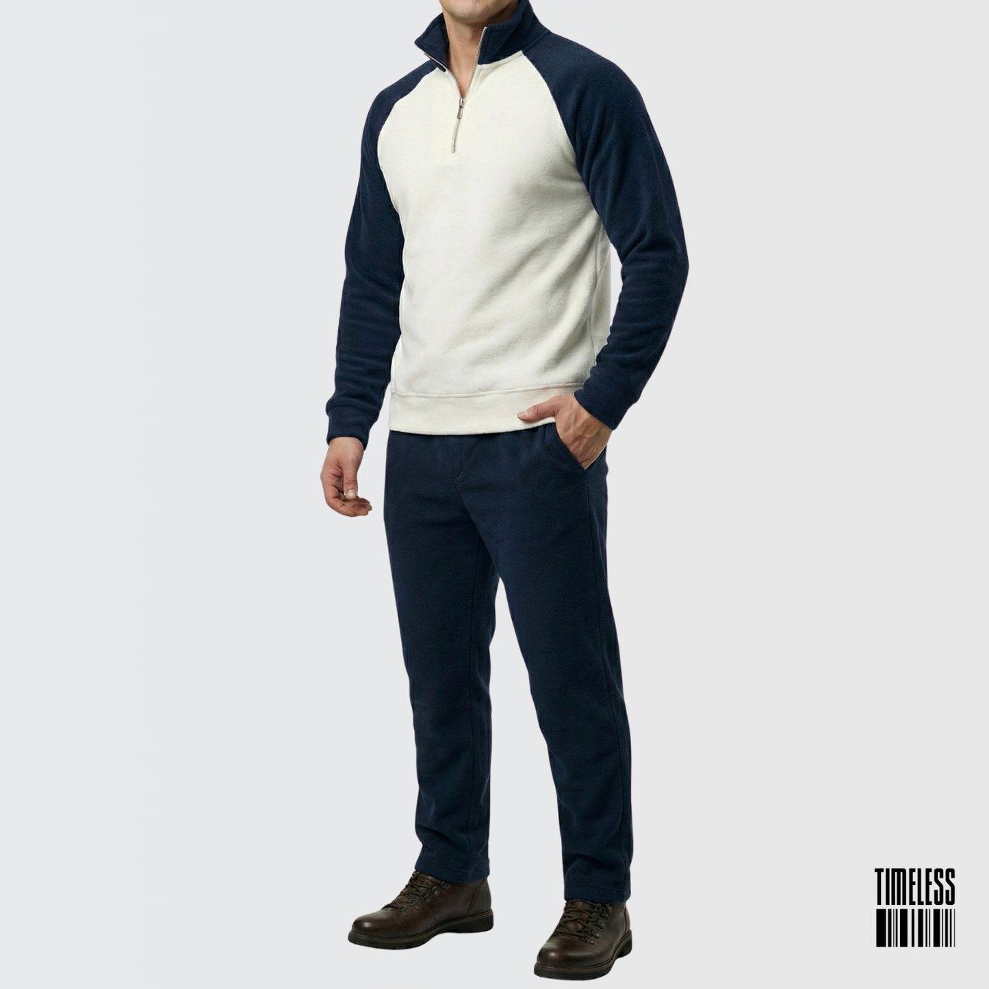 Unisex Polar Fleece Tracksuit NavyBlue & White