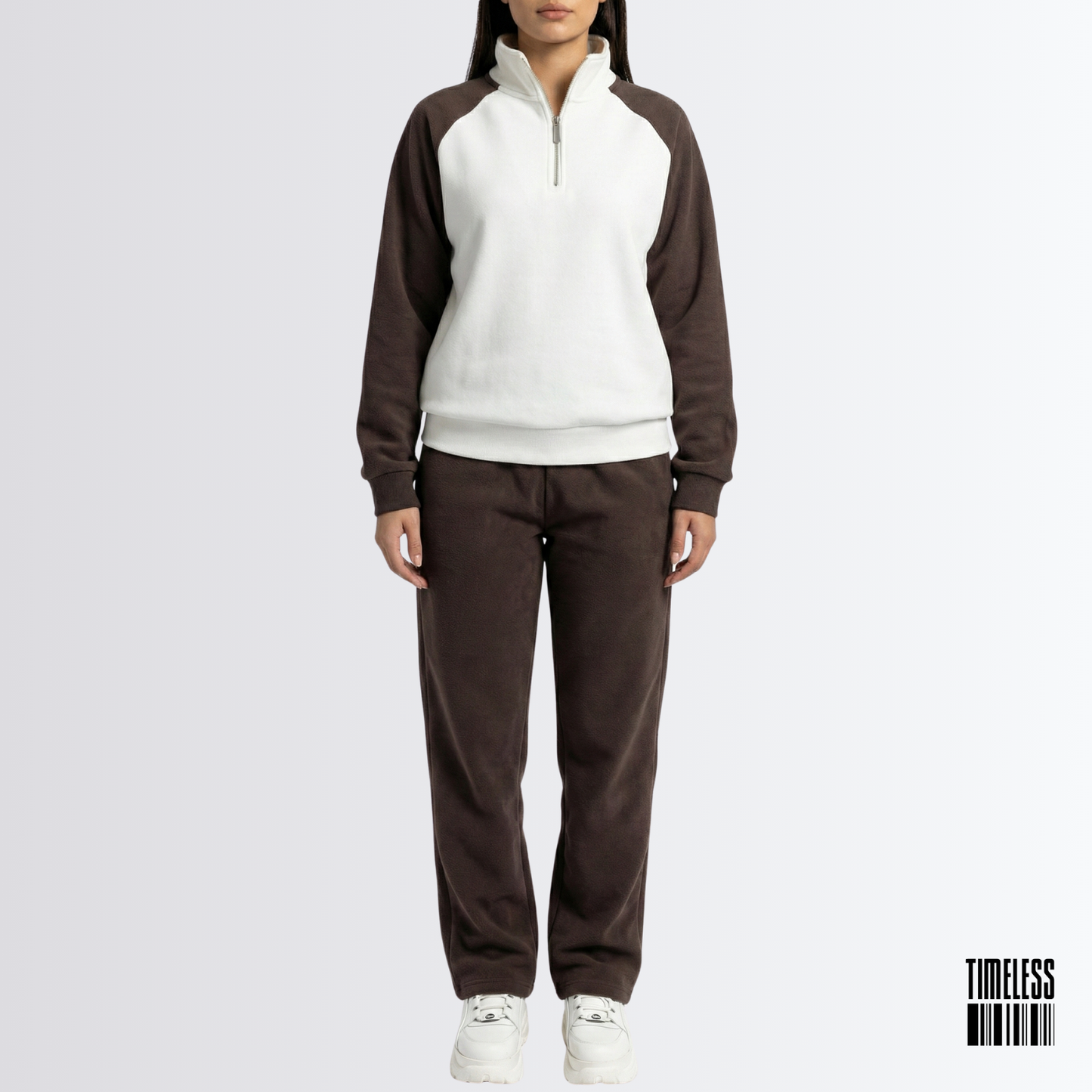 Unisex Polar Fleece Tracksuit Brown & White