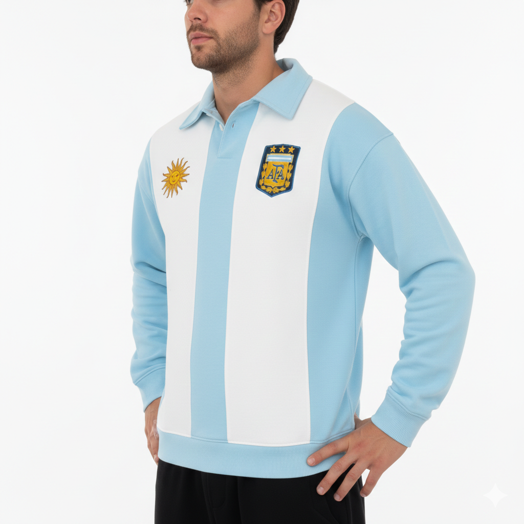 Heritage Argentina Stripe Polo Sweatshirt