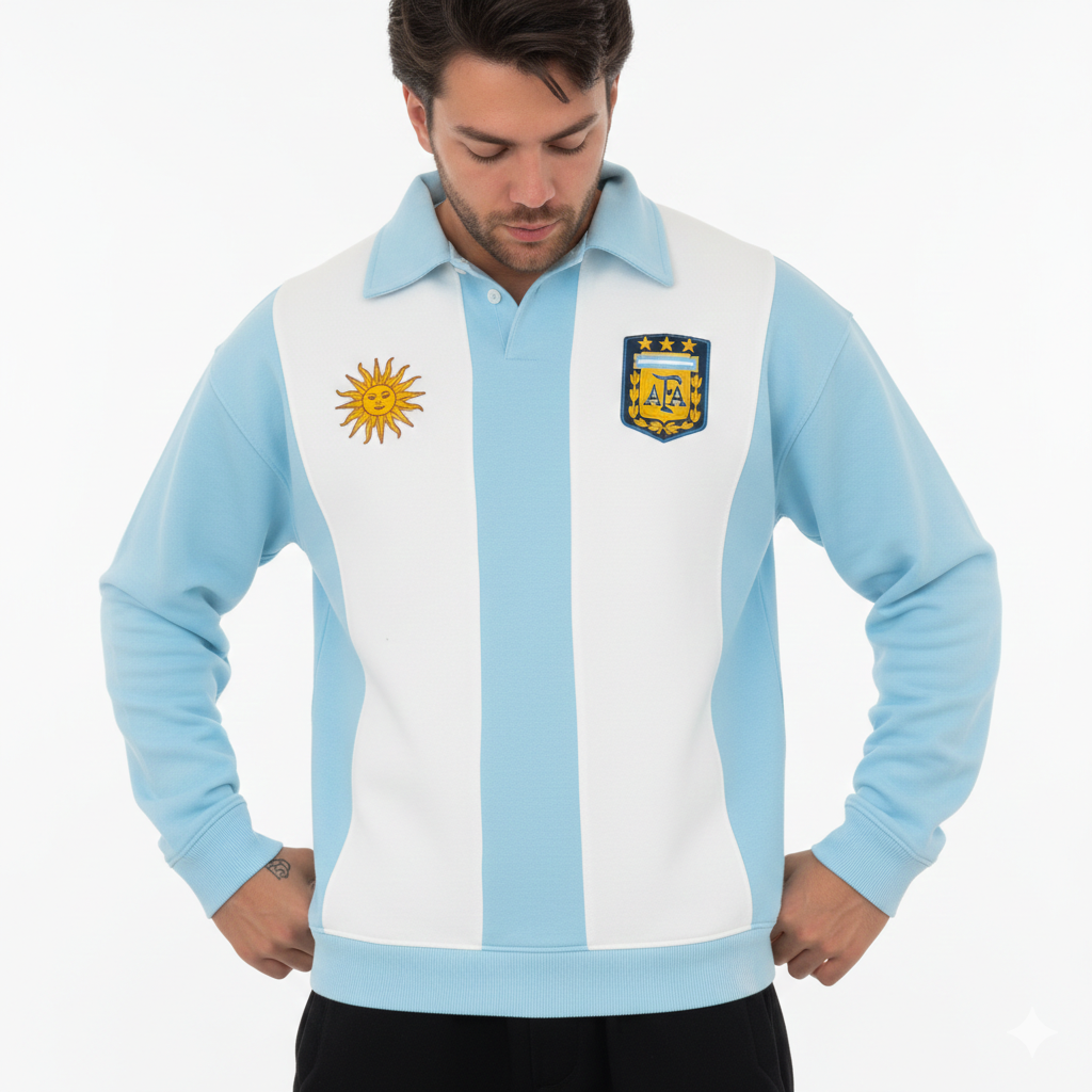 Heritage Argentina Stripe Polo Sweatshirt