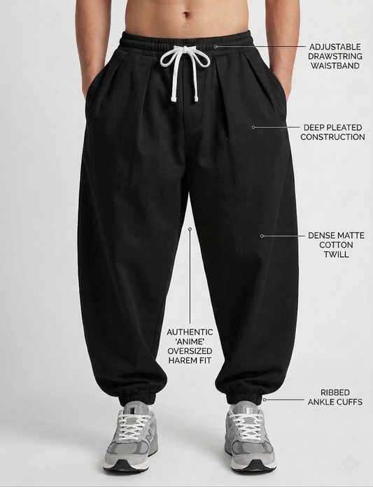 Timeless  Oversized Cotton Trouser  Midnight Black