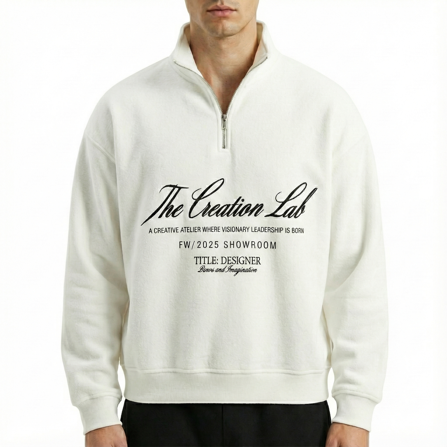 The Creation Lab FW 2025 Quarter Zip Sweatshirt White