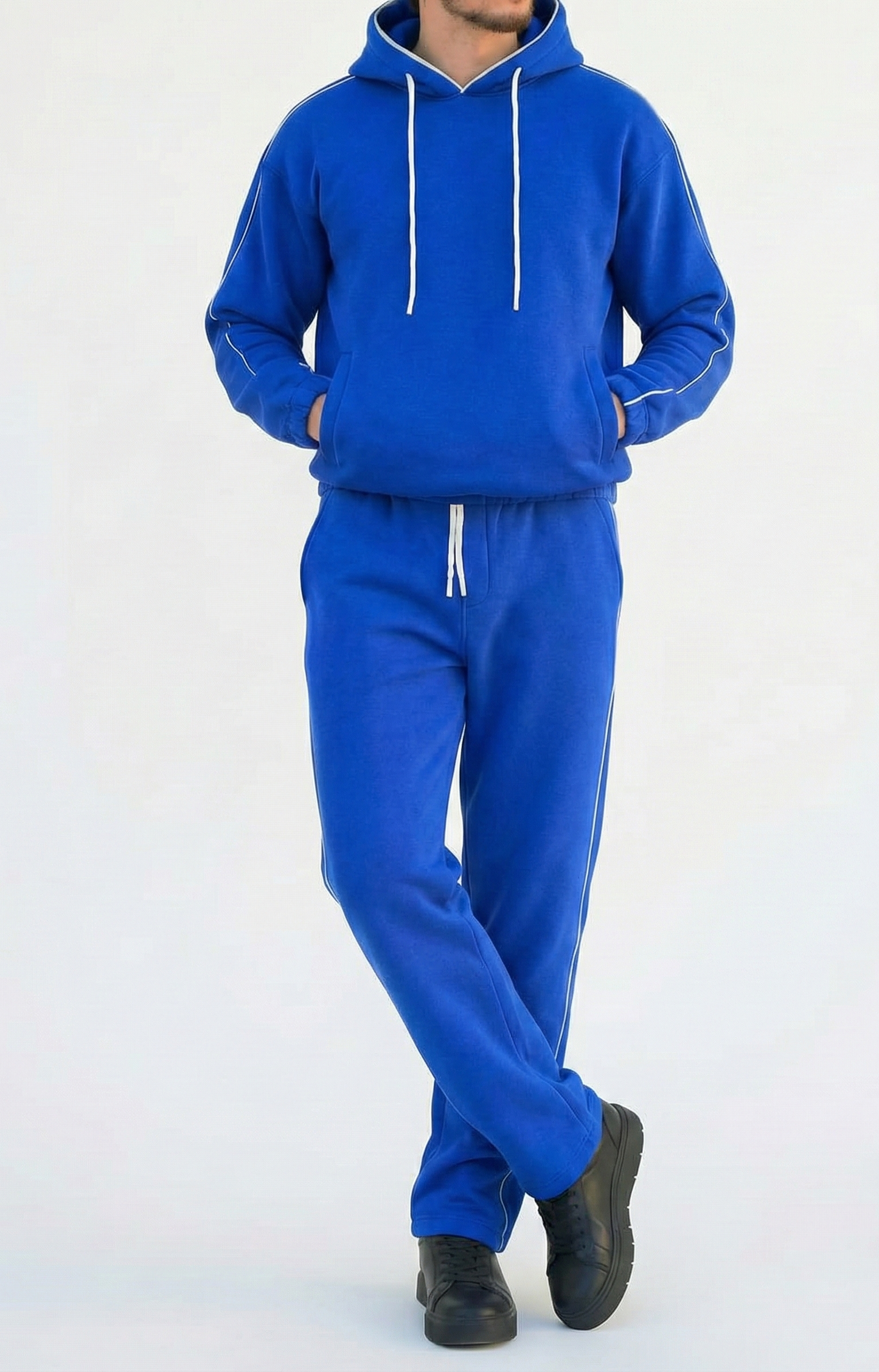 Men's Royal Blue Contrast Piping Tracksuit